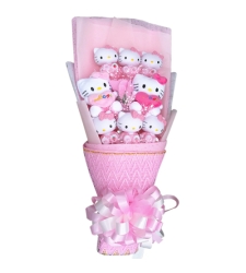 8 pcs Cute mini Hello Kitty in a Beautiful Bouquet Arrangement