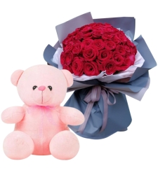 send 24 red rose with teddy bear to cebu