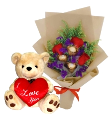 send roses with chocolate in bouquet and bear to cebu