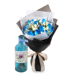 send 24 blue and white roses with bottle message to cebu