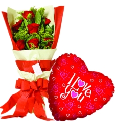 12 pcs Roses & love u Balloon