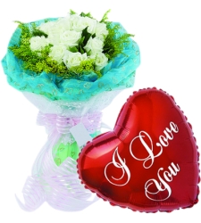 12 pcs White Roses & Love You Balloon