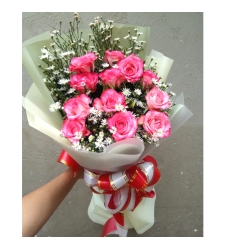 send 12 stems pink color roses bouquet to cebu