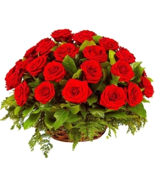 24 Red Roses in Basket