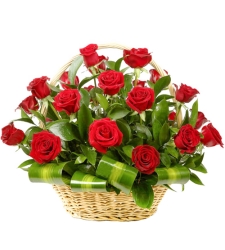 18 pcs. Red Color Roses in Basket