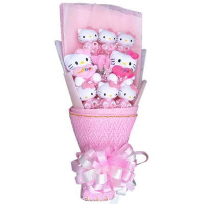 8 pcs Cute mini Hello Kitty in a Beautiful Bouquet Arrangement