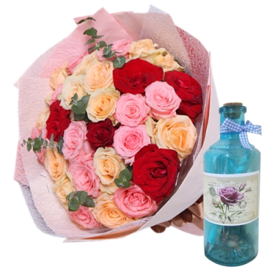 send 24 mixed roses with bottle message to philippines