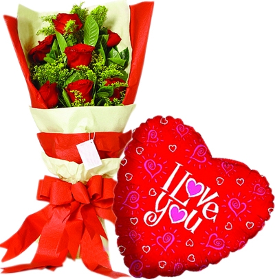 12 pcs Roses & love u Balloon