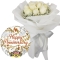 9 Pcs. White Roses Bouquet with Mylar Balloon