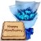 9 Blue Rose Bouquet with Anniversary Mocha Cake